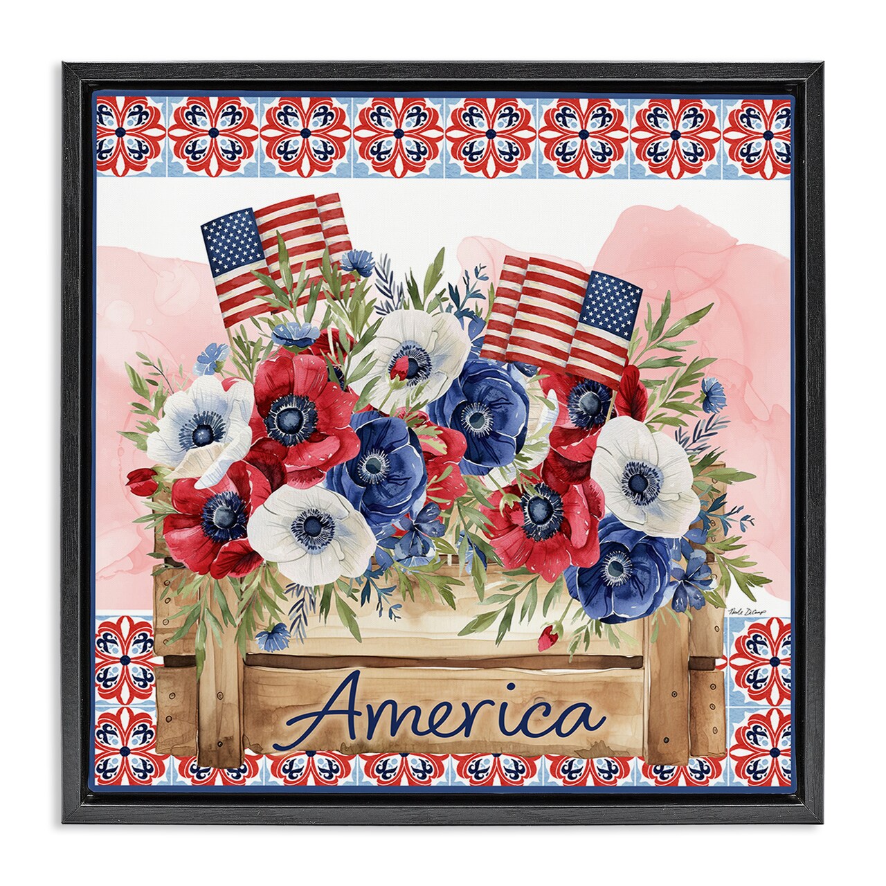 Stupell Industries Patriotic Poppies Bouquet Floating Frame, design by Nicole DeCamp
